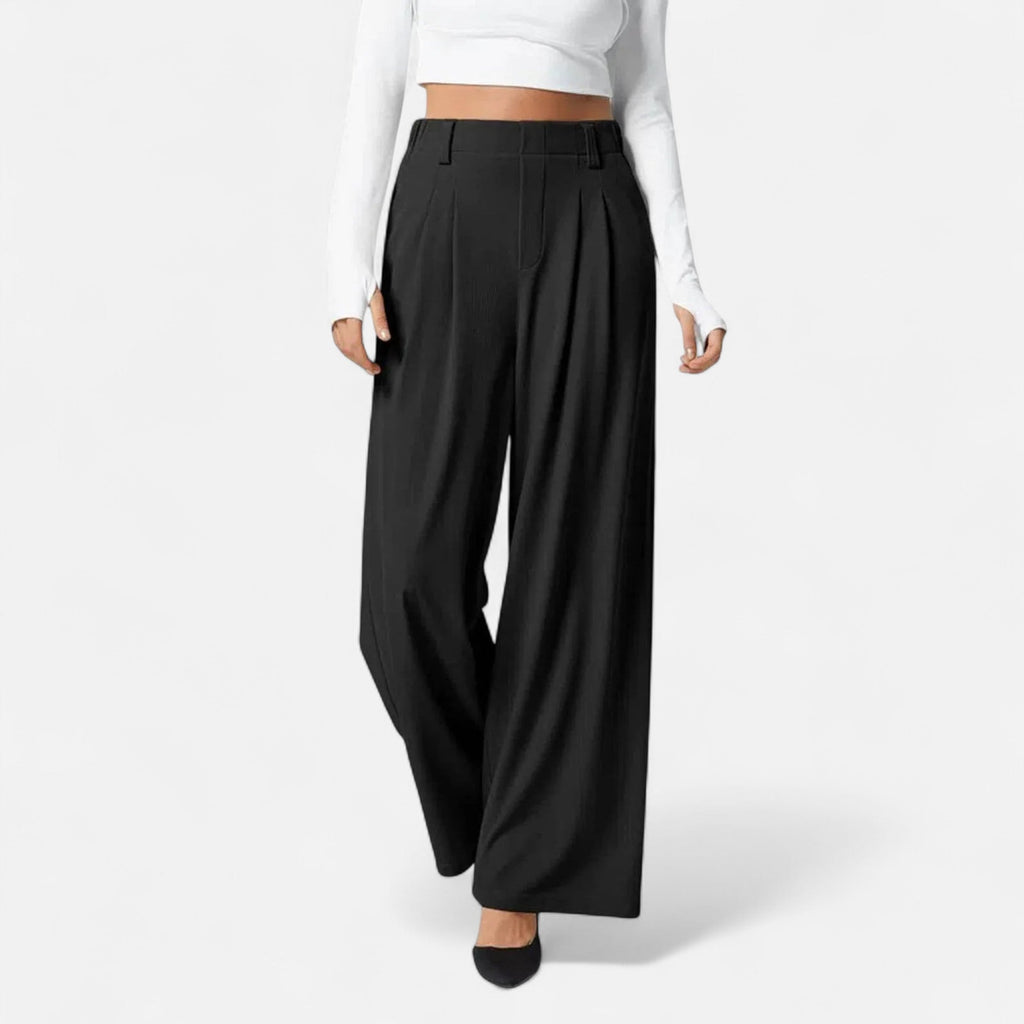 Rauvain | Pantalon Palazzo Femme Élégant À Texture Waffle