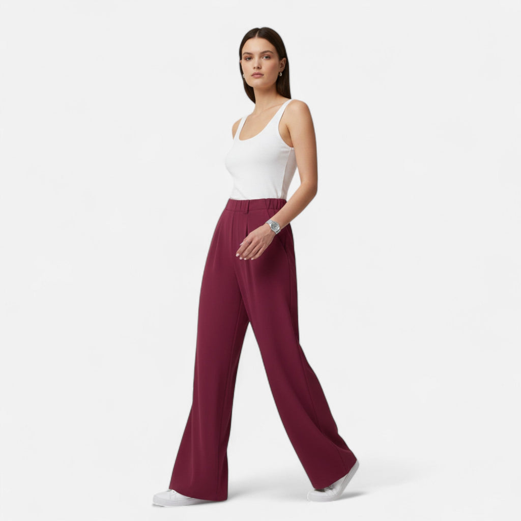 Rauvain | Pantalon Palazzo Femme Élégant À Texture Waffle