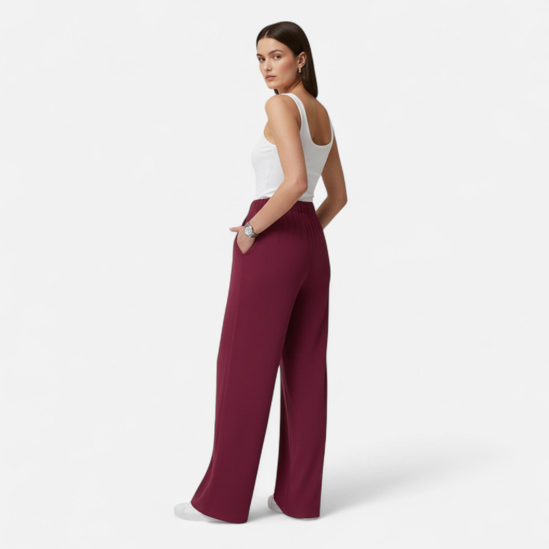 Rauvain | Pantalon Palazzo Femme Élégant À Texture Waffle