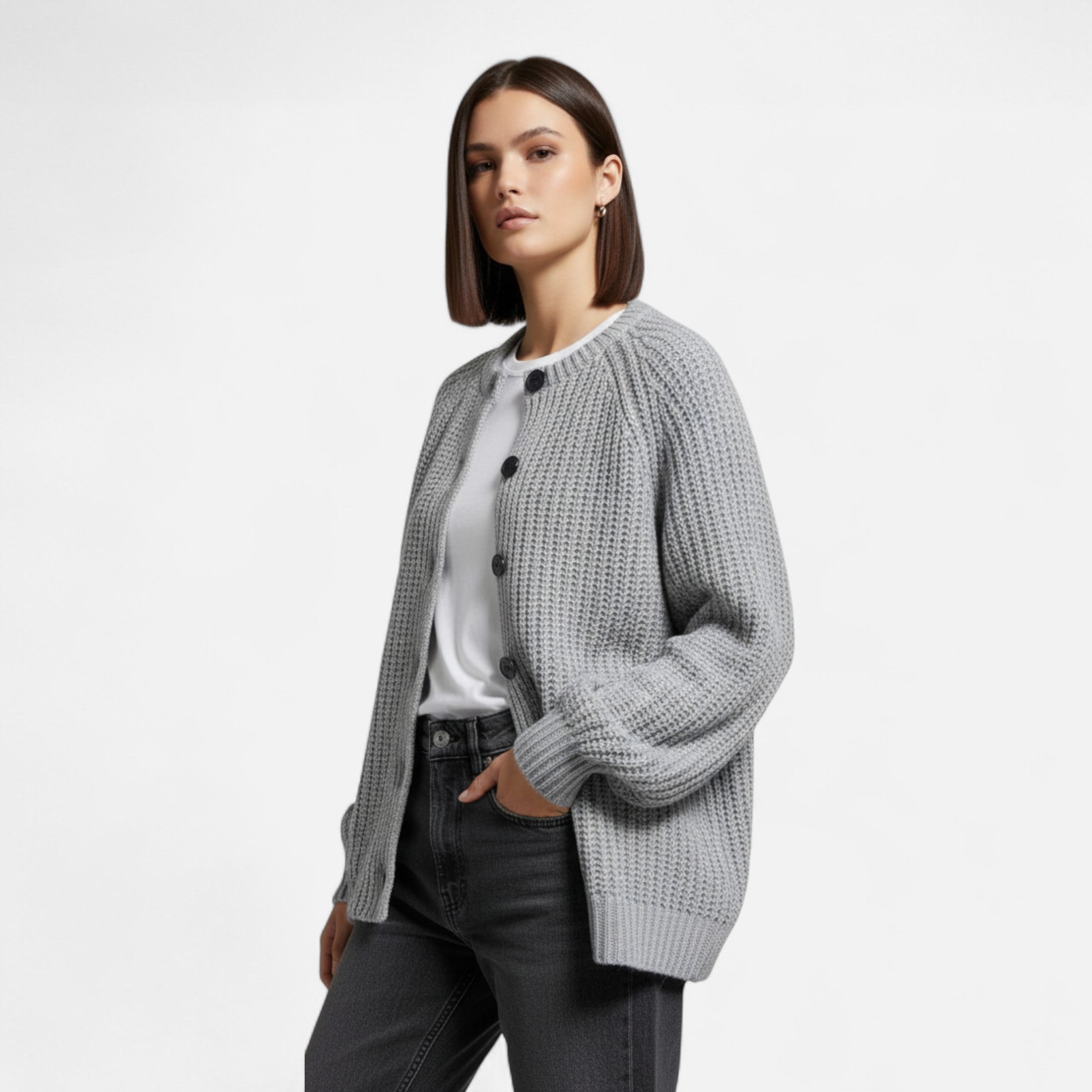 Rauvain | Cardigan En Maille À Col Rond Pour Femme – Grâce Vintage et Élégance
