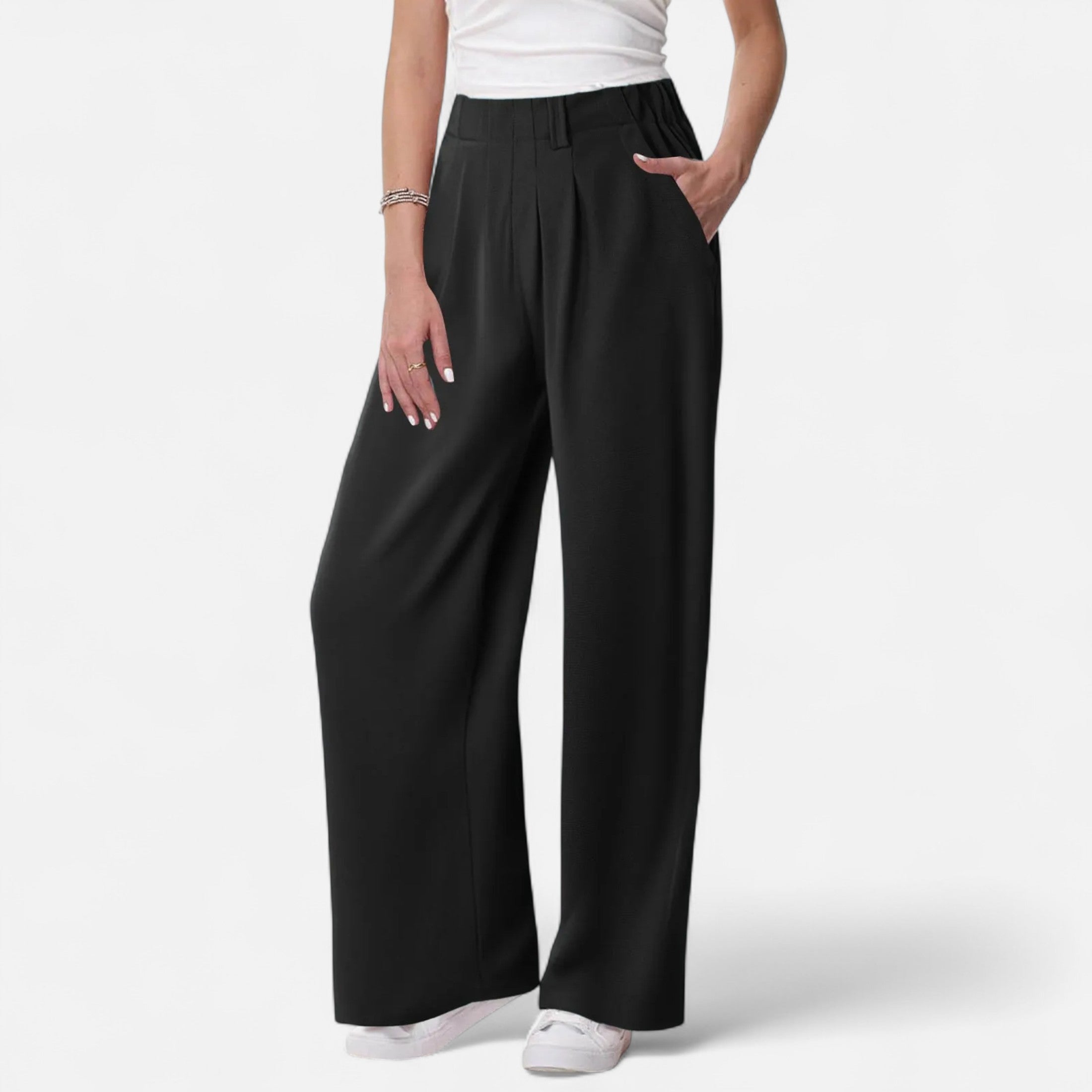 Rauvain | Pantalon Palazzo Femme Élégant À Texture Waffle