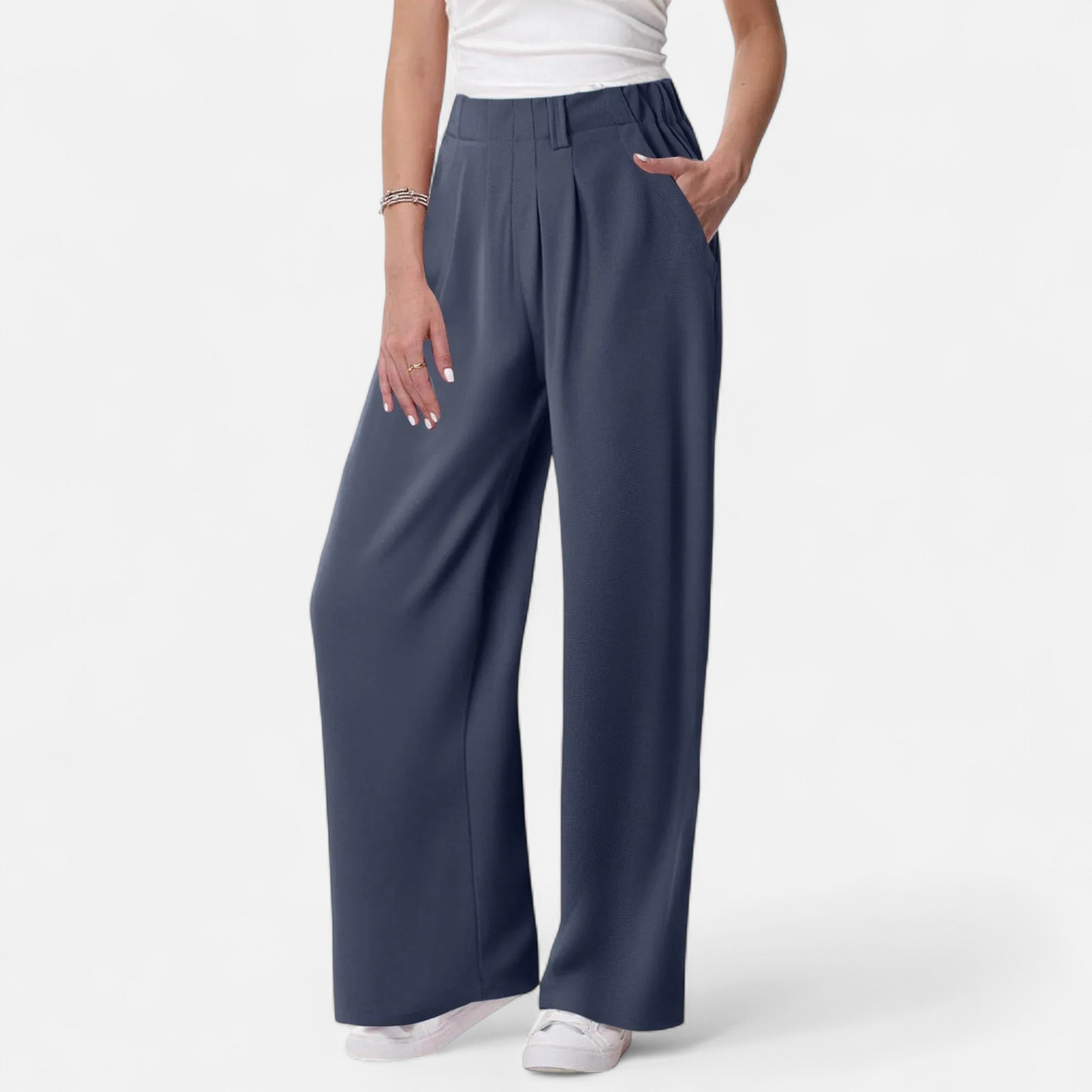 Rauvain | Pantalon Palazzo Femme Élégant À Texture Waffle