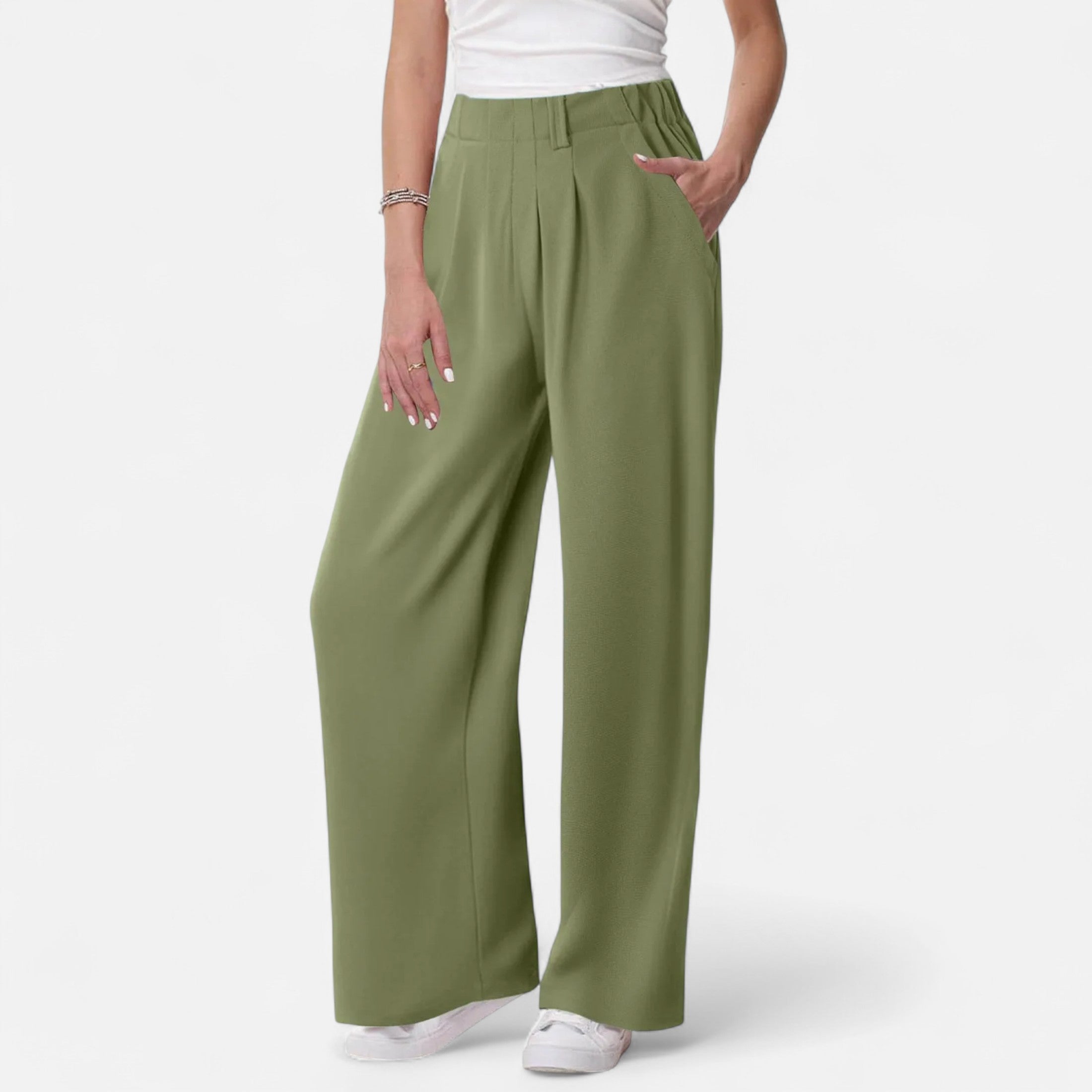 Rauvain | Pantalon Palazzo Femme Élégant À Texture Waffle