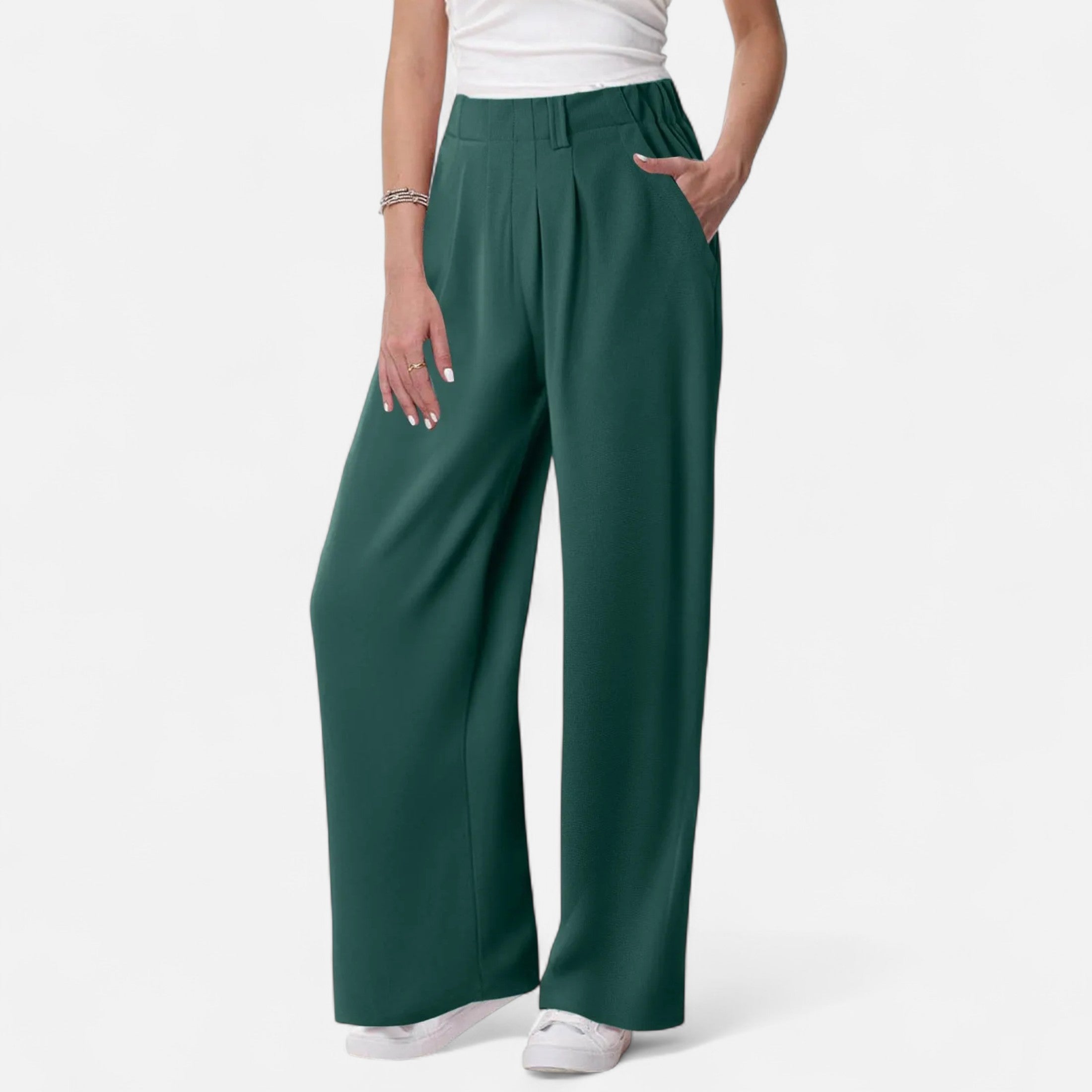 Rauvain | Pantalon Palazzo Femme Élégant À Texture Waffle