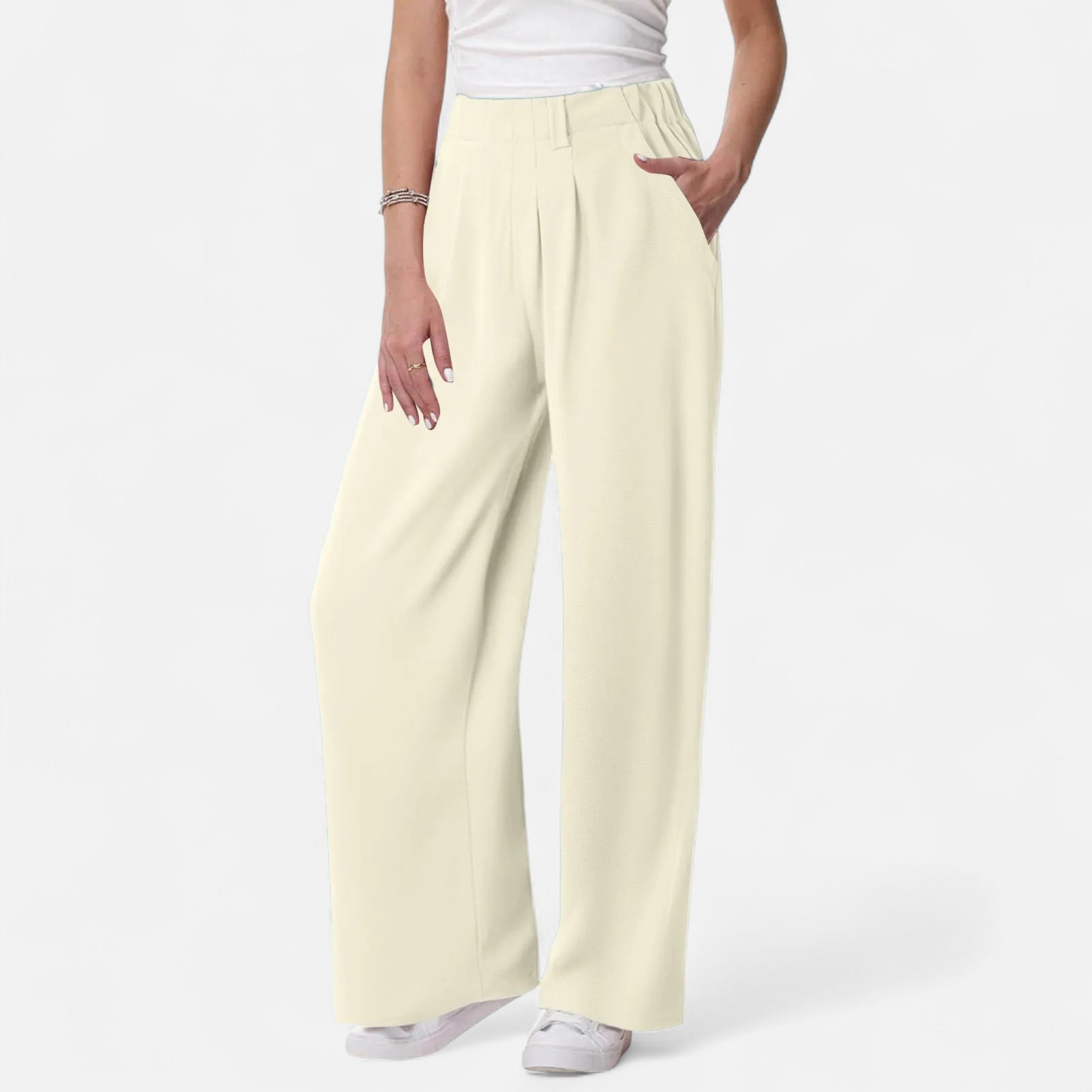Rauvain | Pantalon Palazzo Femme Élégant À Texture Waffle