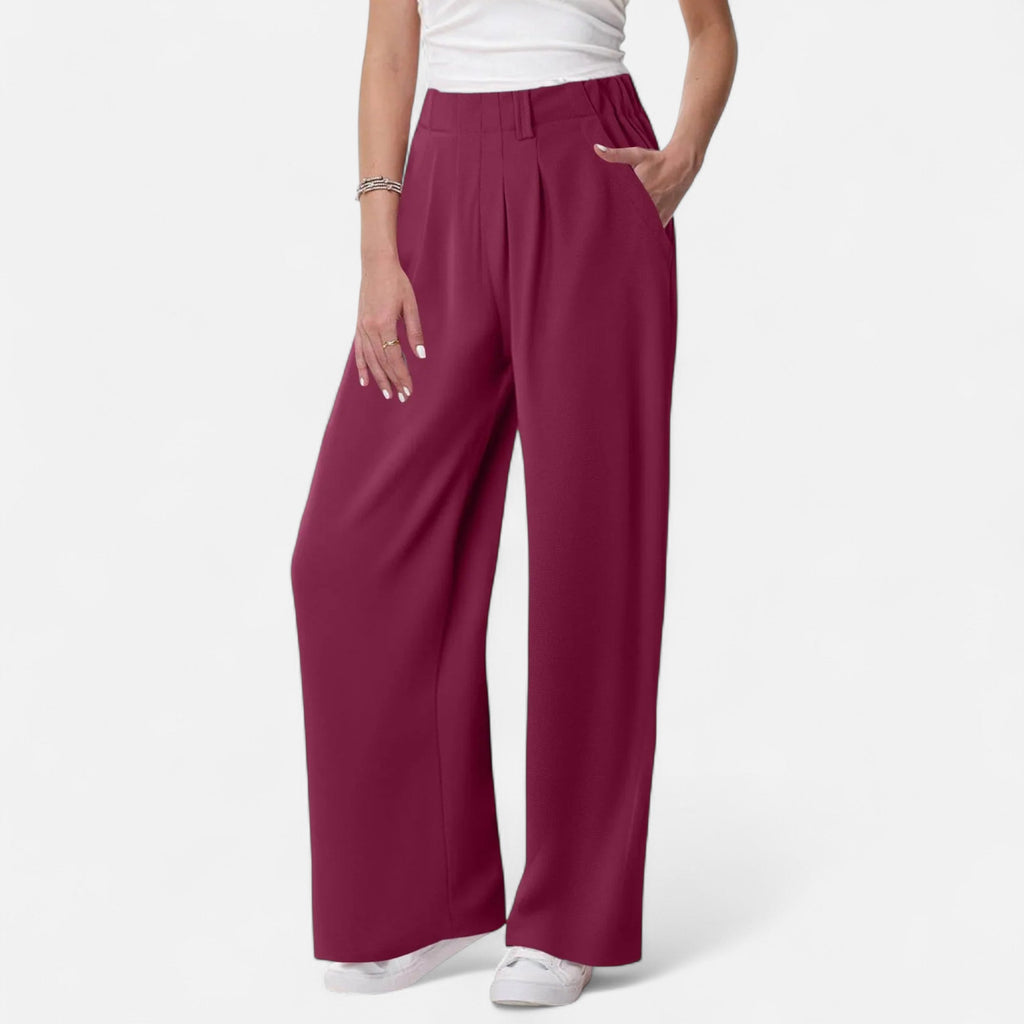 Rauvain | Pantalon Palazzo Femme Élégant À Texture Waffle